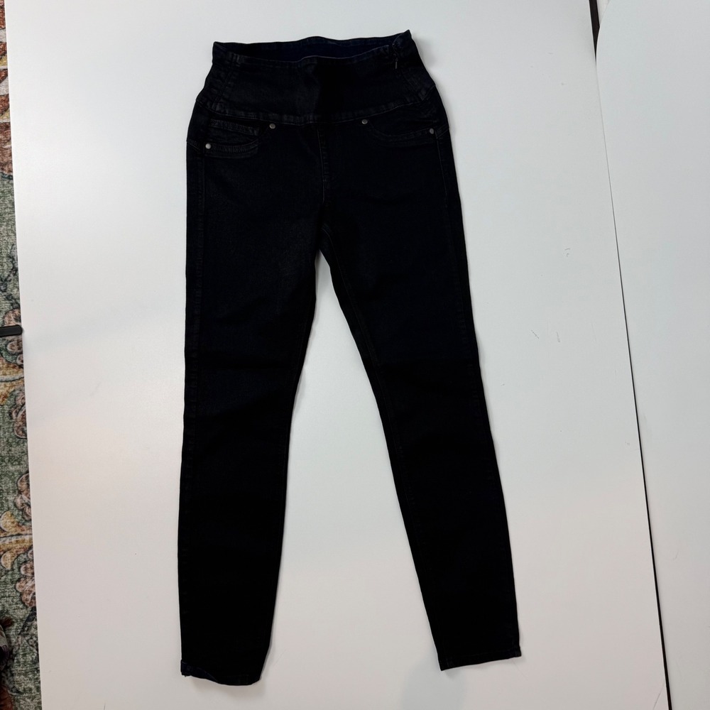 Spanx Womens Black High Waisted Skinny Jeans Side Zip Size S Small